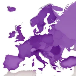 a map of europe where every country is purple