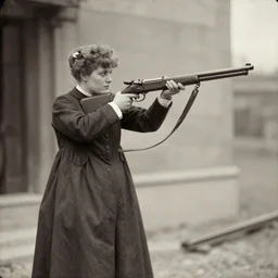 old photography of woman in 1 8 8 5 with railgun