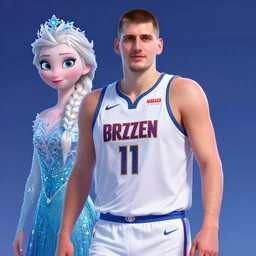 nikola jokic in frozen movie, high quality illustration, trending on artstation, octane render, 4 k, pixar rendering,