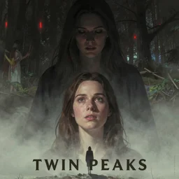 twin peaks poster artwork by michael whelan and tomer hanuka, karol bak, of low angle looking up at woman looking down at camera, was thomasin a martyr, transformed into the evil presence that everyone accused her of being or was she merely an untapped catalyst, given the final chance to live free in the haze where she belongs, scene from twin peaks, clean, full of details, by makoto shinkai and thomas kinkade, matte painting, trending on artstation and unreal engine