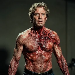 mitch mcconnell body horror directed by david cronenberg, limb mutations, swollen veins, cinestill 8 0 0 t, 1 9 8 0 s movie still, film grain