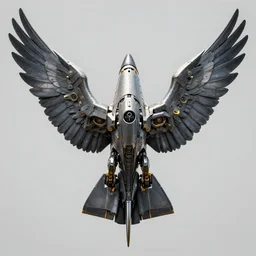 symmetry!! a mechanized falcon with it's wings spread, gunmetal grey, top down view!! mecha, jet fighter, space shuttle, robotic, highly detailed, artstation, super realistic, unreal engine