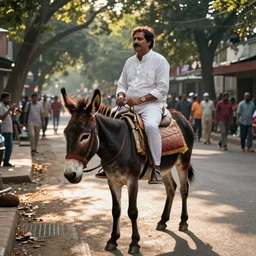 arvind kejriwal roaming on streets of delhi on a donkey