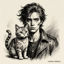 grunge cartoon vector sketch of a human mixed with a cat by - anton fadeev, loony toons style, horror theme, detailed, elegant, intricate