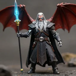 cyber - gandalf with cyborg eye lens and robotic arm holding an electronic spear, battling the balrog epic 3 5 mm photograph