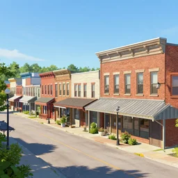 midwest town, sunny day, buildings, hyperdetailed, artstation, cgsociety, 8 k