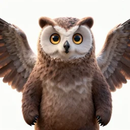 bear with owl wings and anime eyes, high quality render, unreal engine , trending
