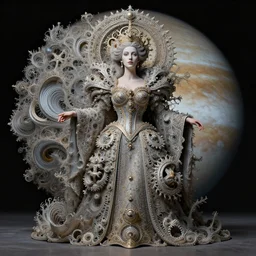 queen of jupiter by zdzisław beksinski and zaha hadid. highly detailed, hyper - real, very beautiful, intricate fractal details, very complex, trending on deviantart and artstation