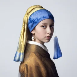 girl with a pearl earring, cosplay, real life portrait, art brought to life, dslr photo, iso 1 0 0, f / 2 2, studio lighting