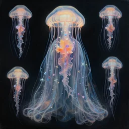concept art of a dress inspired by a jellyfish, highly detailed painting by dustin nguyen, akihiko yoshida, greg tocchini, greg rutkowski, cliff chiang, 4 k resolution, trending on artstation, 8 k