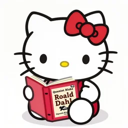 an illustration of hello kitty by Quentin Blake from the roald Dahl book hello kitty in Japan
