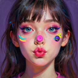 portrait of beautiful girl with luscious full pouty lips, huggy wuggy from poppy playtime video game, neon face paint, button nose, adorable, striking eyes, fullbody, ultra high detailed, oil painting, greg rutkowski, charlie bowater, yuumei, yanjun cheng, unreal 5, daz, hyperrealistic, octane render, rpg portrait, dynamic lighting, fantasy art,