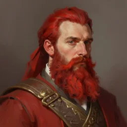 bearded nation by jeremy mann, digital painting, red color