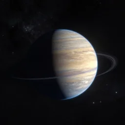 a planet among the stars in the darkness of space