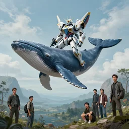 absurdly surreal portrait of a divine mecha flying whale in a scenic environment by kuldar leement and ruan jia and brad rigney and micha karcz and brad rigney