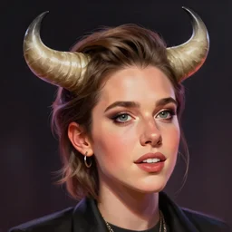 digital painting of Hollywood Star caricature horn slap head  beautiful face, illustration, global illumination lighting, lois van baarle, ilya kuvshinov, rossdraws, artstation