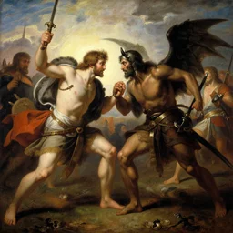 battle between heaven and hell, romantic painting, 1 8 6 3