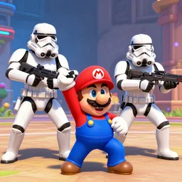 stormtroopers fighting super mario