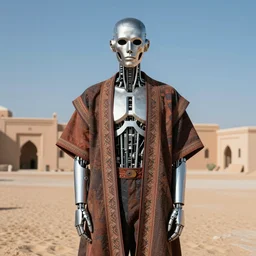 a moroccan cyborg wearing clothes by tadanori yokoo, portrait, by ren hang