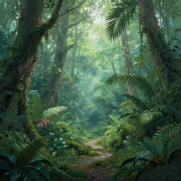 ethereal jungle, matte painting, by midjourney