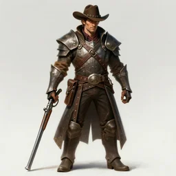a highly detailed illustration of rugged cowboy gunslinger crusader knight, art by artgerm and greg rutowski, intricate, elegant, highly detailed, centered, digital painting, artstation, concept art, smooth, sharp focus, league of legends concept art, wlop.