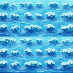 pretty cartoon stilyzed tiled texture ocean waves, redshift, octane, clear background, blue and cyan, caustics, volumetric