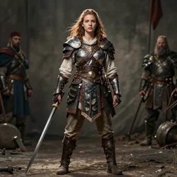 hyper realistic photo of barbarian warrior girl, full body, cinematic, artstation, cgsociety, greg rutkowski, james gurney, mignola, craig mullins, brom