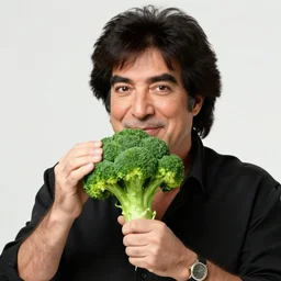 bob ross eating broccoli