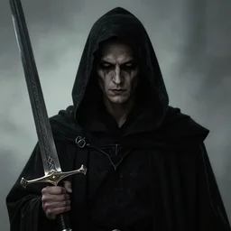 portrait of shadowy - mysterious - eerie - ominous looking he - man, he - man is holding the haunted power sword in his right hand, direct natural lighting to the face, cinematic, epic, ultra - detailed, sharp focus on the face, colored, zbrush, octane render, artwork by artgerm and greg rutkowski and alphonse mucha