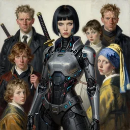 portrait max mad cyberpunk, cyberpunk girl with a katana design, painting by gaston bussiere, katsuya terada, nc wyeth, greg rutkowski, craig mullins, vermeer, frank frazetta, tom of finland, trending on artstation, jeffery catherine jones