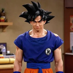 hyper realistic goku in a sitcom, screenshot from Seinfeld