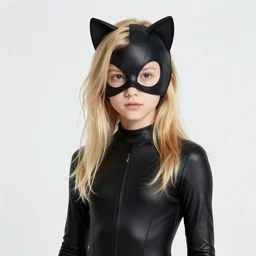 a boy with long messy blonde hair wearing a black spandex catsuit with cat ears and a tail. chat noir. miraculous ladybug. fan art. trending on artstation. by greg manchess, shigenori soejima, magali villeneuve.