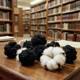 realistic photo of the library of oil black cotton balls 1 9 9 0, life magazine reportage photo
