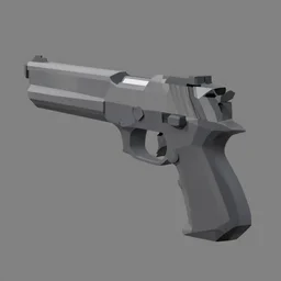 low poly model of gun, flat shading, trending on artstation unreal engine