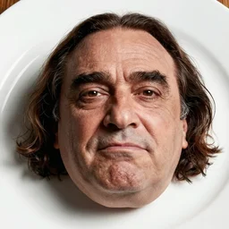 a steak that looks like danny devito's face