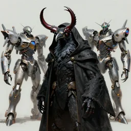 kon - dam stag beetle mandible gunpla droid kenku, artistically anthropomorphic black bird head. cloaked hood down, science fiction, portrait by donato giancola and greg rutkowski and wayne barlow. top all time r / imaginarycyberpunk.