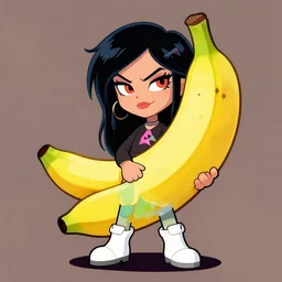 punk rock female bananas, cartoon, trending on art station