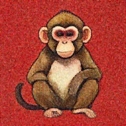 monkey digital art red background