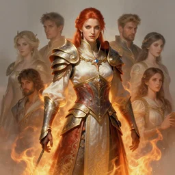 fire warrior wearing warrior clothes, diffuse lighting, fantasy, intricate, elegant, highly detailed, lifelike, photorealistic, digital painting, artstation, illustration, concept art, smooth, sharp focus, art by john collier and albert aublet and krenz cushart and artem demura and alphonse mucha