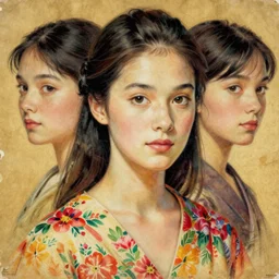 “ letitia wright portrait by ikenaga yasunari and ayana otake and ko rakusui, 6 0 s poster, drawing, realistic, sharp focus, japanese, dreamy, nostalgia, faded, golden hues, floral clothes, porcelain skin ”