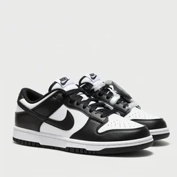 a pair of nike dunk low panda photograph