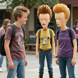 movie still of the teenage actors playing beavis and butthead in full proper detail