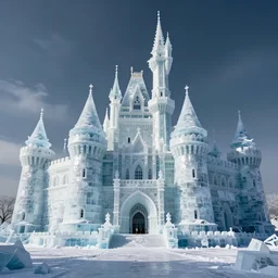 Photo of a beautiful castle made of Ice designed by Zaha Hadid digital art