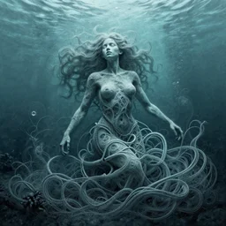 drowned infusion digitalart engraving underwater figurative tangled