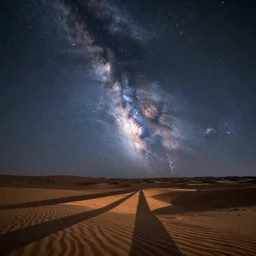 A astrophotography shot of the milkyway in a desert