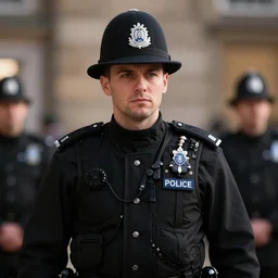 A British police officer wearing hivis, highly detailed, ambient lighting, trending on art station