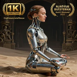 vibrant ultra clear sideview portrait of cyborg natalie portman meditate by sandra chevrier laurie greasley gustave dore ron english, cybernetics, low contrast, cinematic dramatic lighting, hyper realistic detailed intricate render, hypermaximalist, ornate, epic composition, 4 k 8 k, cryengine octane blender, sharp focus, concept art, masterpiece award winning