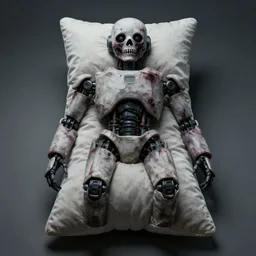 body pillow of a robot, horror, creepy