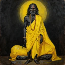 full body portrait of wiz khalifa as mahatma gandhi, oil on canvas by william sidney mount, hindu art, great soul, black and yellow, trending on artstation