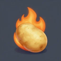 a potato on fire